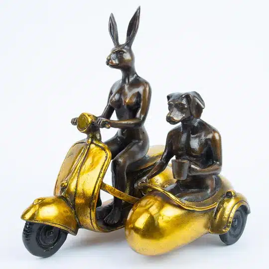 Gillie and Marc - They rode side by side for the long run (Gold) (mini vespa with side car) Ed. 33/100